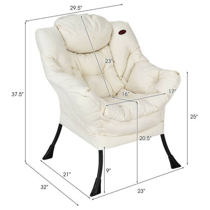 Sillón decorativo tapizado contemporáneo con cojín y bolsillo lateral en beige