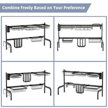 Two Tier Black Steel Over the Sink Dish Rack