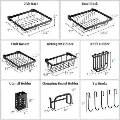 Two Tier Black Steel Over the Sink Dish Rack