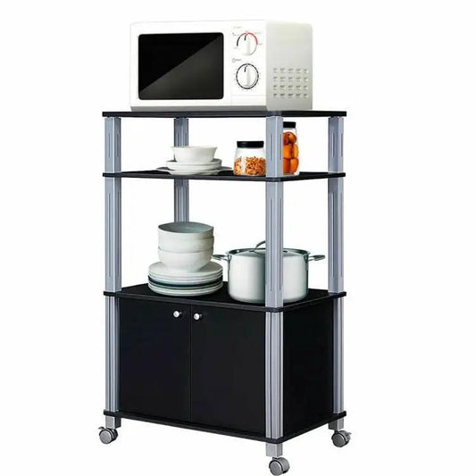 HomePacific 3-Shelf Kitchen Baker's Rack on Wheels in Black Wood Finish on Tampa Home & Garden Store