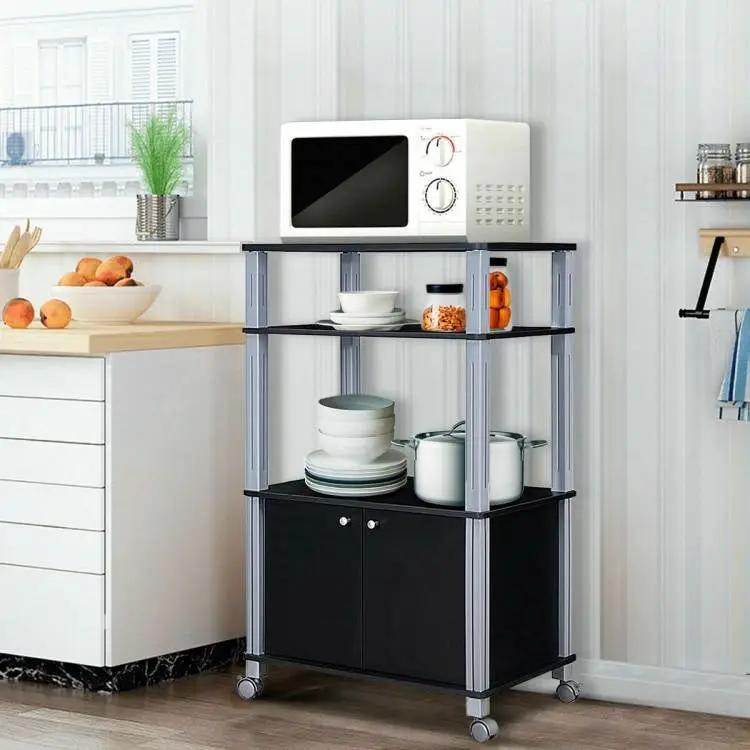 Modern 3 Shelf Kitchen Baker Rack Cart On Wheels