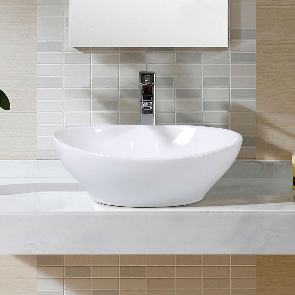 Lavabo de baño contemporáneo Oval Vessel redondo en blanco