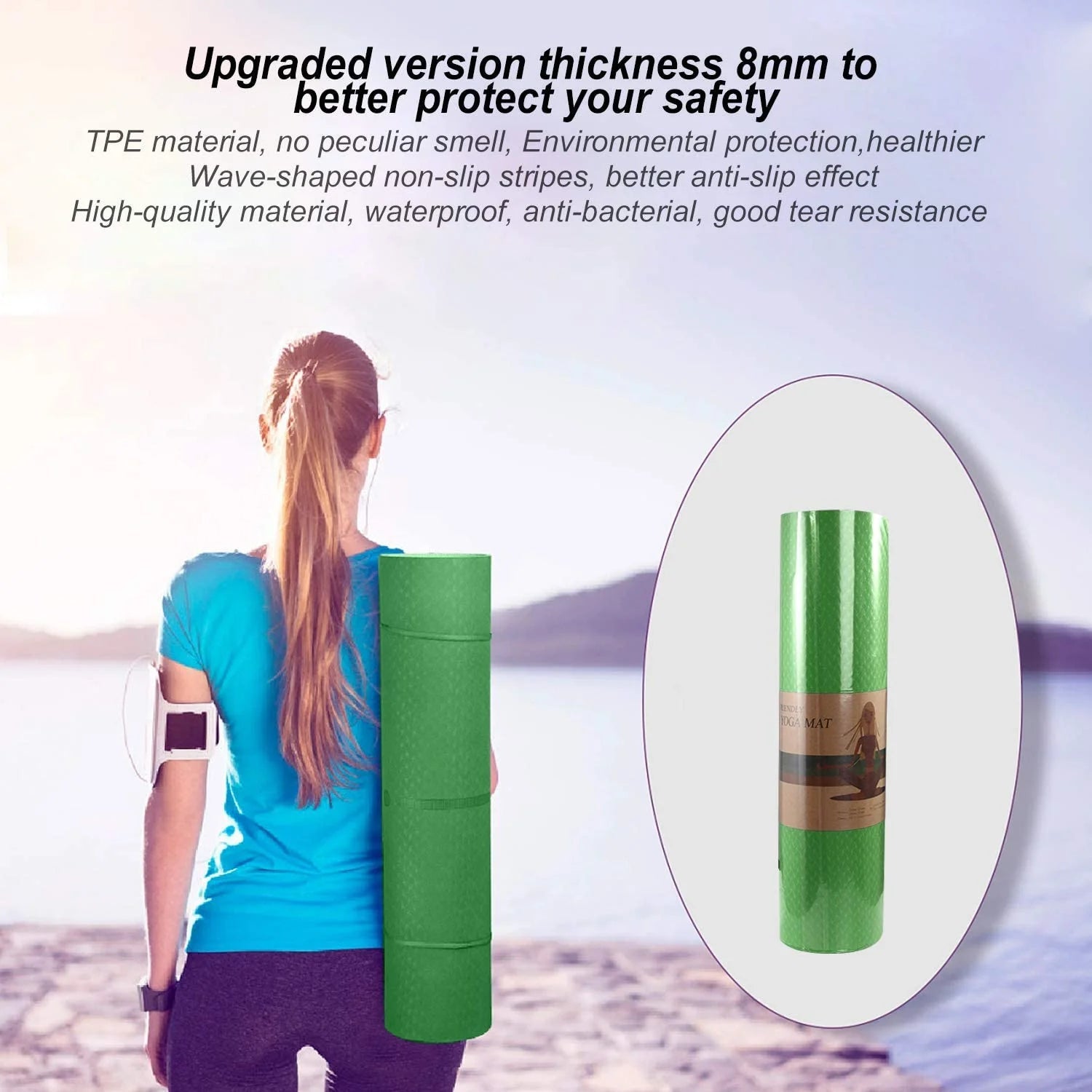 COCOBELA Dual-Sided Yoga Mat – 8mm Extra Thick, Eco-Friendly TPE – Reversible Non-Slip, Waterproof, Lightweight & Odor-Free – 72"x24" for Yoga, Pilates, Stretching & Fitness - Tampa Home & Garden Store