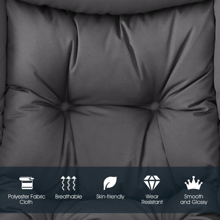 Sillón tapizado moderno con cojín y bolsillo lateral, en gris
