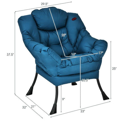 Sillón de Acento Acolchado Moderno con Bolsillo Lateral en Tela Tapizada Azul Marino