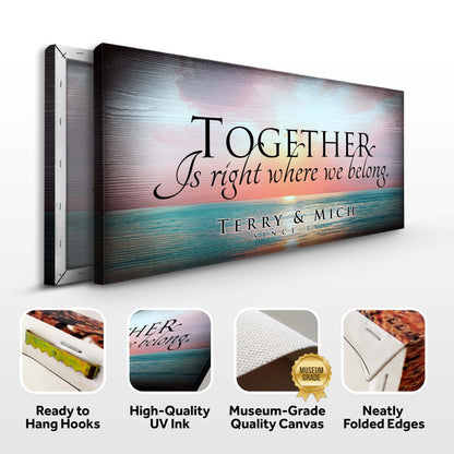 Together Sign canvas by Tailored Canvases with sunset hues and cursive quote on canvas on Tampa Home & Garden Store