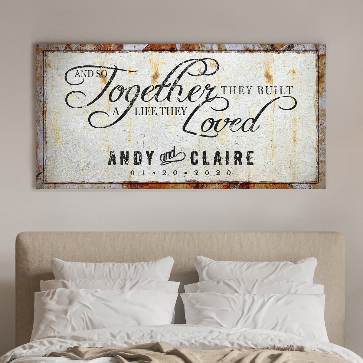 Together Sign II canvas wall art rustic finish Andy & Claire 01.20.2020 Tailored Canvases on Tampa Home & Garden Store