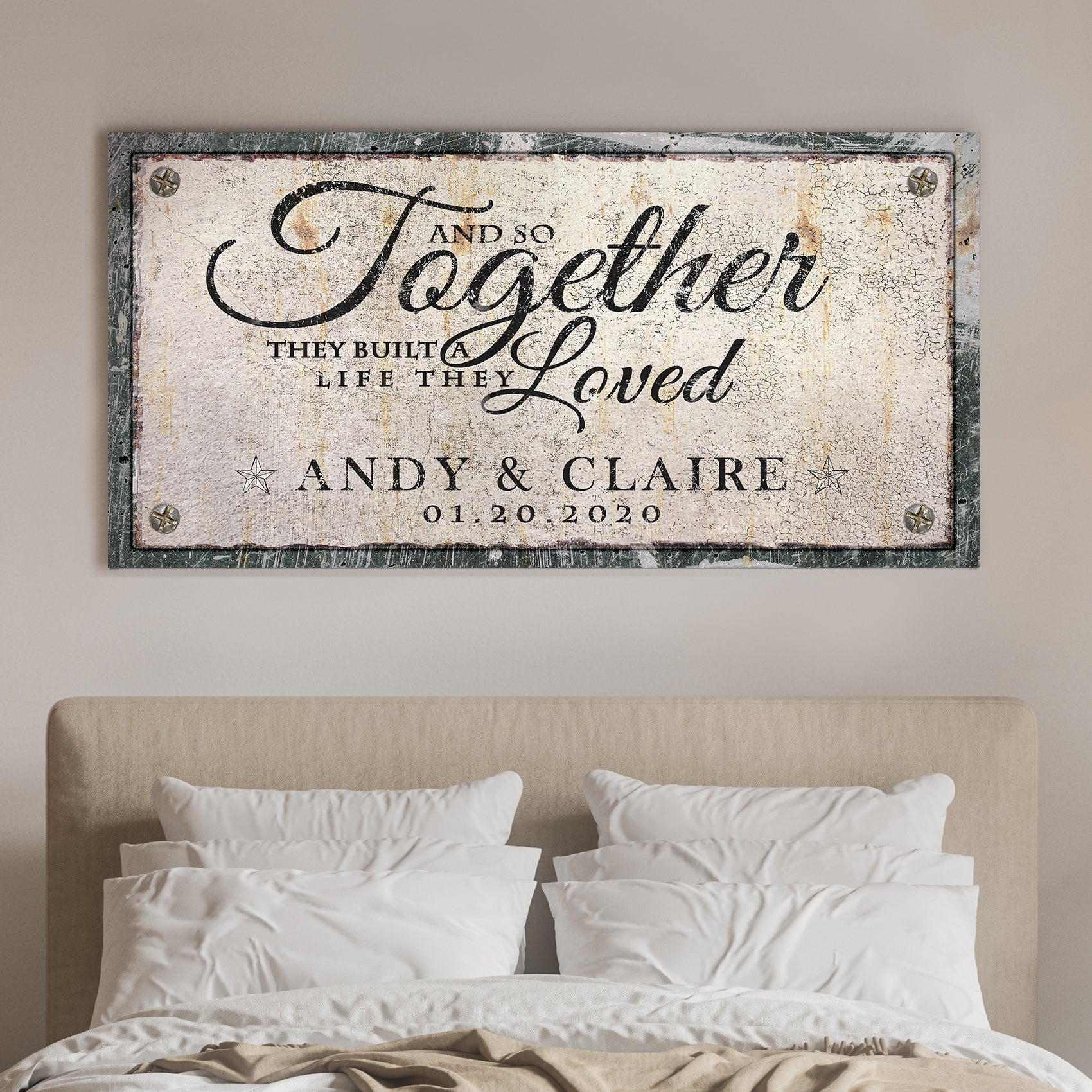 Together Sign II canvas wall art with distressed vintage plaque Tailored Canvases on Tampa Home & Garden Store