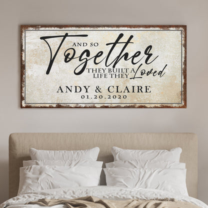Together Sign II canvas wall art by Tailored Canvases; rustic beige textured background on Tampa Home & Garden Store