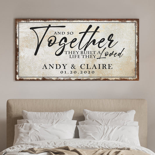 Together Sign II canvas wall art by Tailored Canvases; rustic beige textured background on Tampa Home & Garden Store