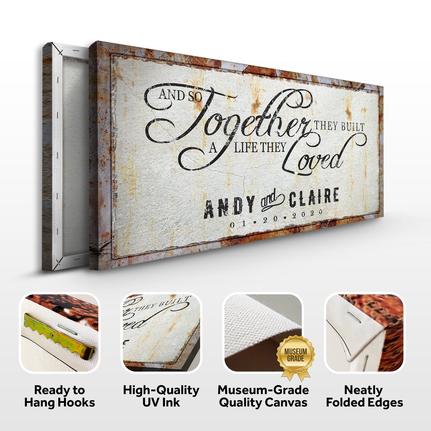 Together Sign III canvas by Tailored Canvases, rustic canvas with script typography on Tampa Home & Garden Store