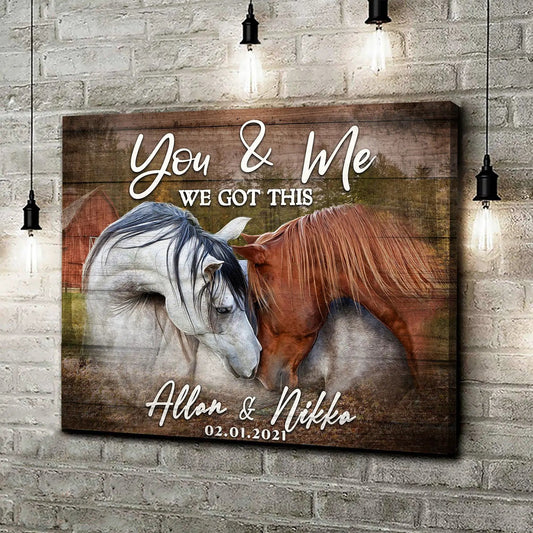 We Got This Couple Horse Sign canvas by Tailored Canvases with horses on rustic wood on Tampa Home & Garden Store