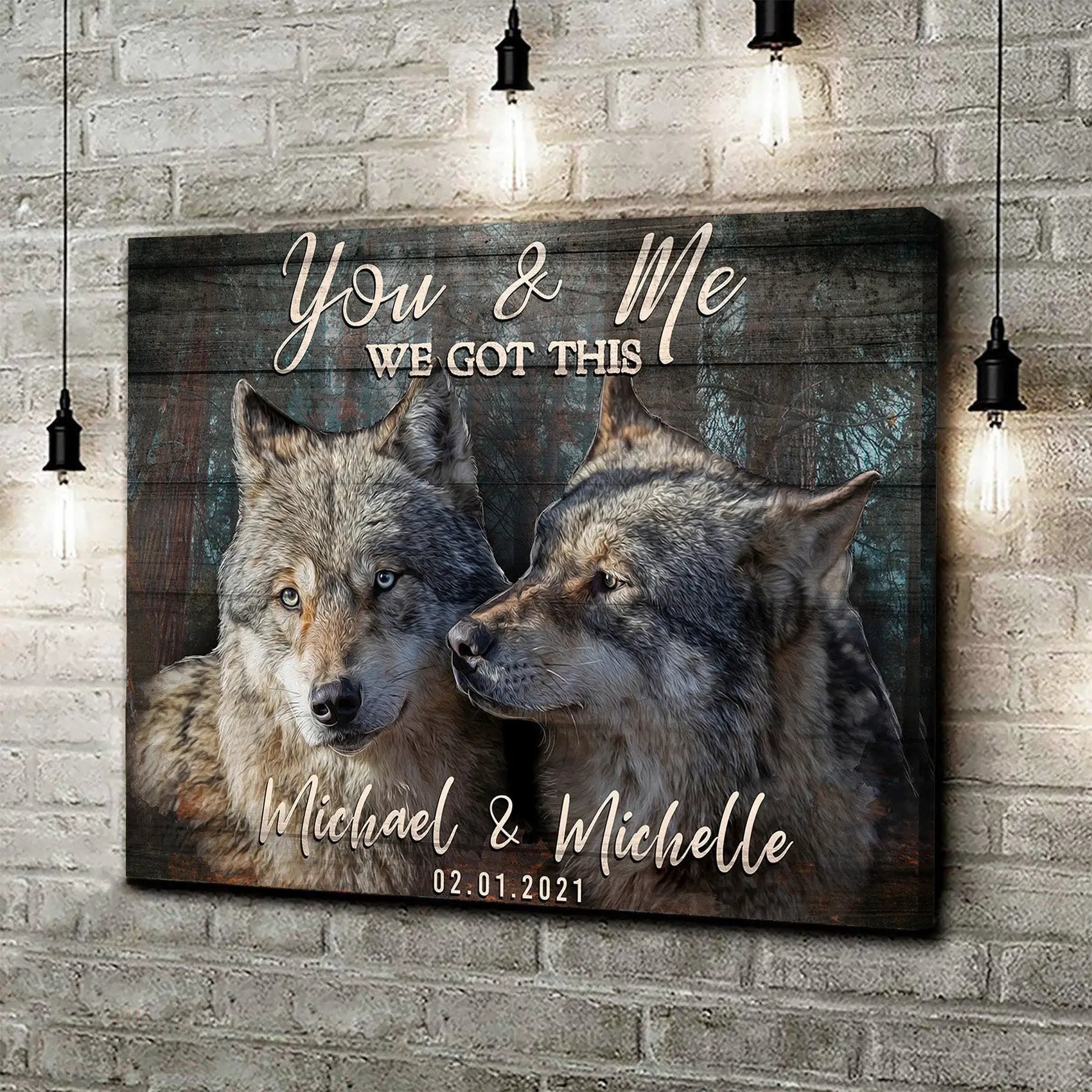 We Got This Couple Wolves Sign canvas by Tailored Canvases with two wolves on Tampa Home & Garden Store