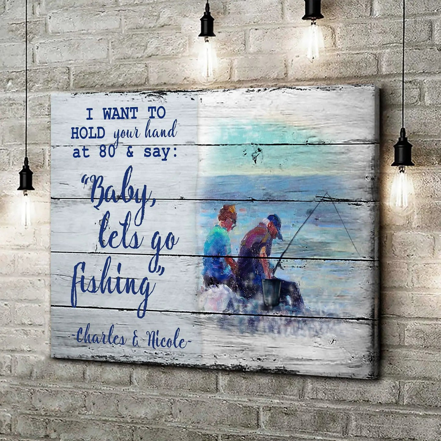 Canvas Hold Your Hand at 80 Sign by Tailored Canvases rustic wood-look crafting canvas on Tampa Home & Garden Store