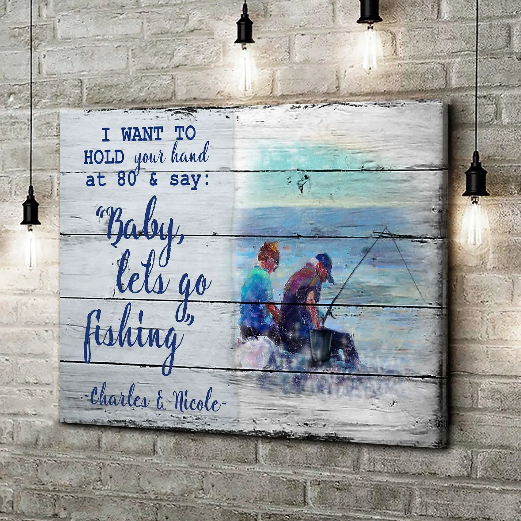 Canvas Hold Your Hand at 80 Sign by Tailored Canvases rustic wood-look crafting canvas on Tampa Home & Garden Store