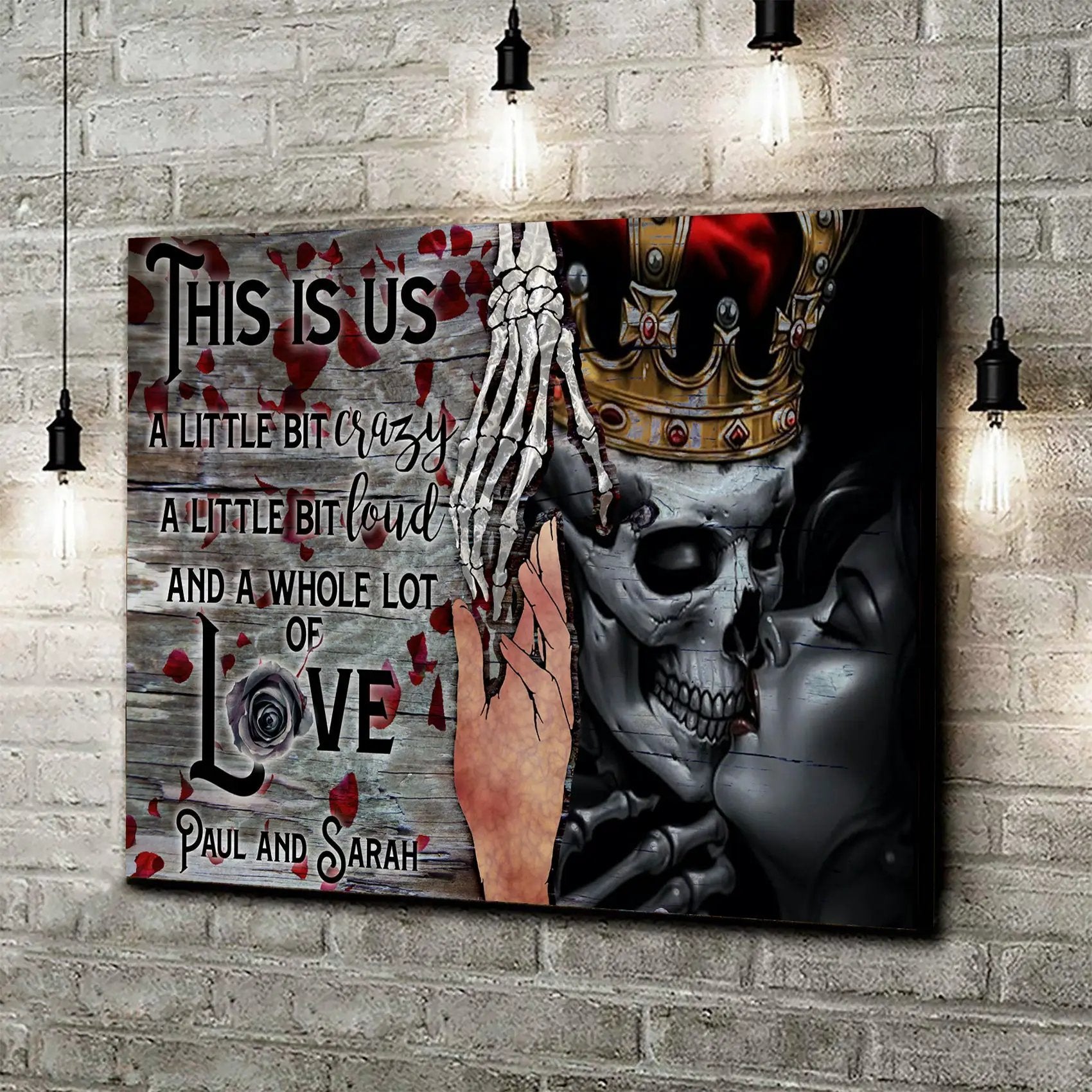 Canvas This Is Us Gothic Couple Sign by Tailored Canvases, skeleton couple with crown on wood on Tampa Home & Garden Store