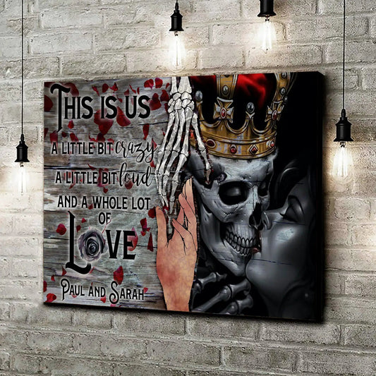 Canvas This Is Us Gothic Couple Sign by Tailored Canvases, skeleton couple with crown on wood on Tampa Home & Garden Store