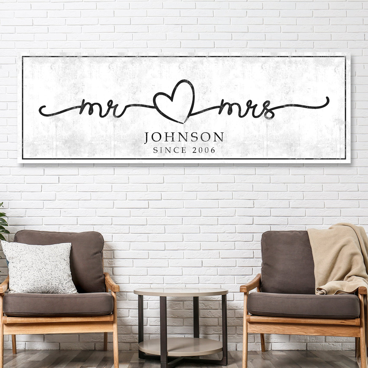 Mr. and Mrs. Sign Crafting Canvas by Tailored Canvases with heart motif on Tampa Home & Garden Store