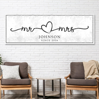 Mr. and Mrs. Sign Crafting Canvas by Tailored Canvases with heart motif on Tampa Home & Garden Store