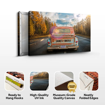 Rustic Truck Sign canvas by Tailored Canvases rusty vintage truck on autumn road on Tampa Home & Garden Store