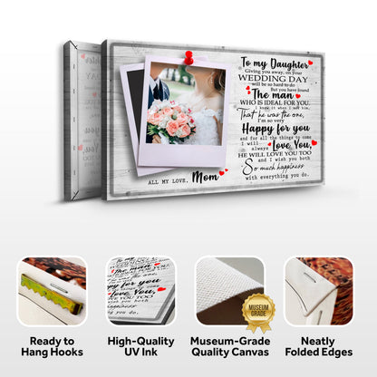 To My Daughter Marriage Sign canvas with wood background and wedding frames Tailored Canvases on Tampa Home & Garden Store