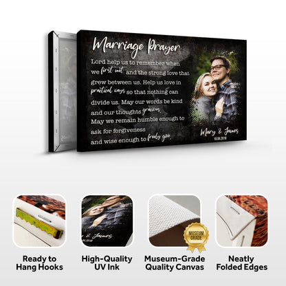 Marriage Prayer Couple Sign canvas; black textured background with white script on Tampa Home & Garden Store