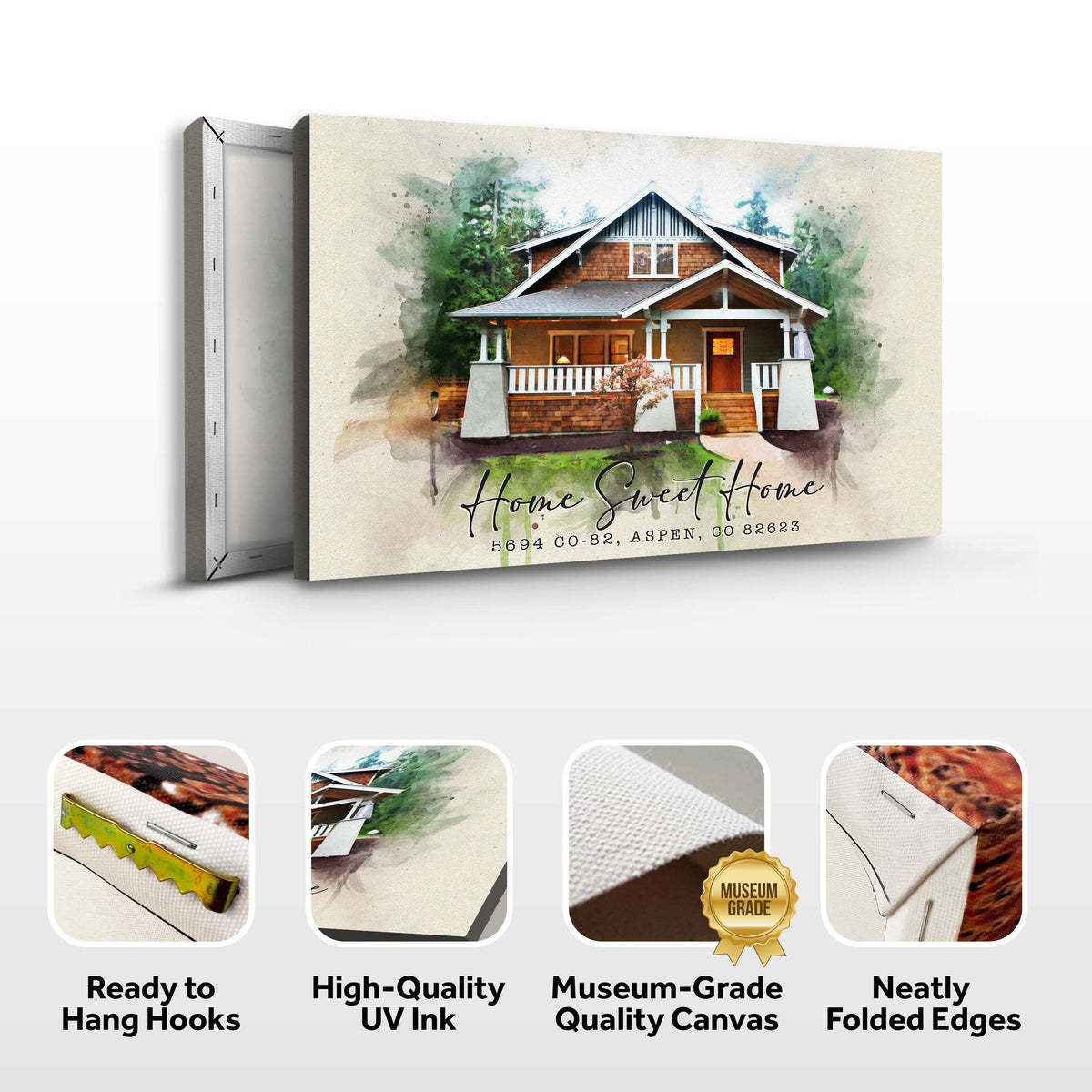 Home Sweet Home watercolor sign canvas by Tailored Canvases, crafting canvas on Tampa Home & Garden Store