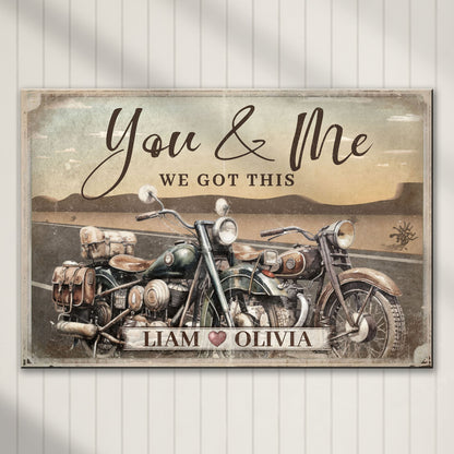 Motorcycle sign canvas with retro bike art and Liam Olivia text on Tampa Home & Garden Store