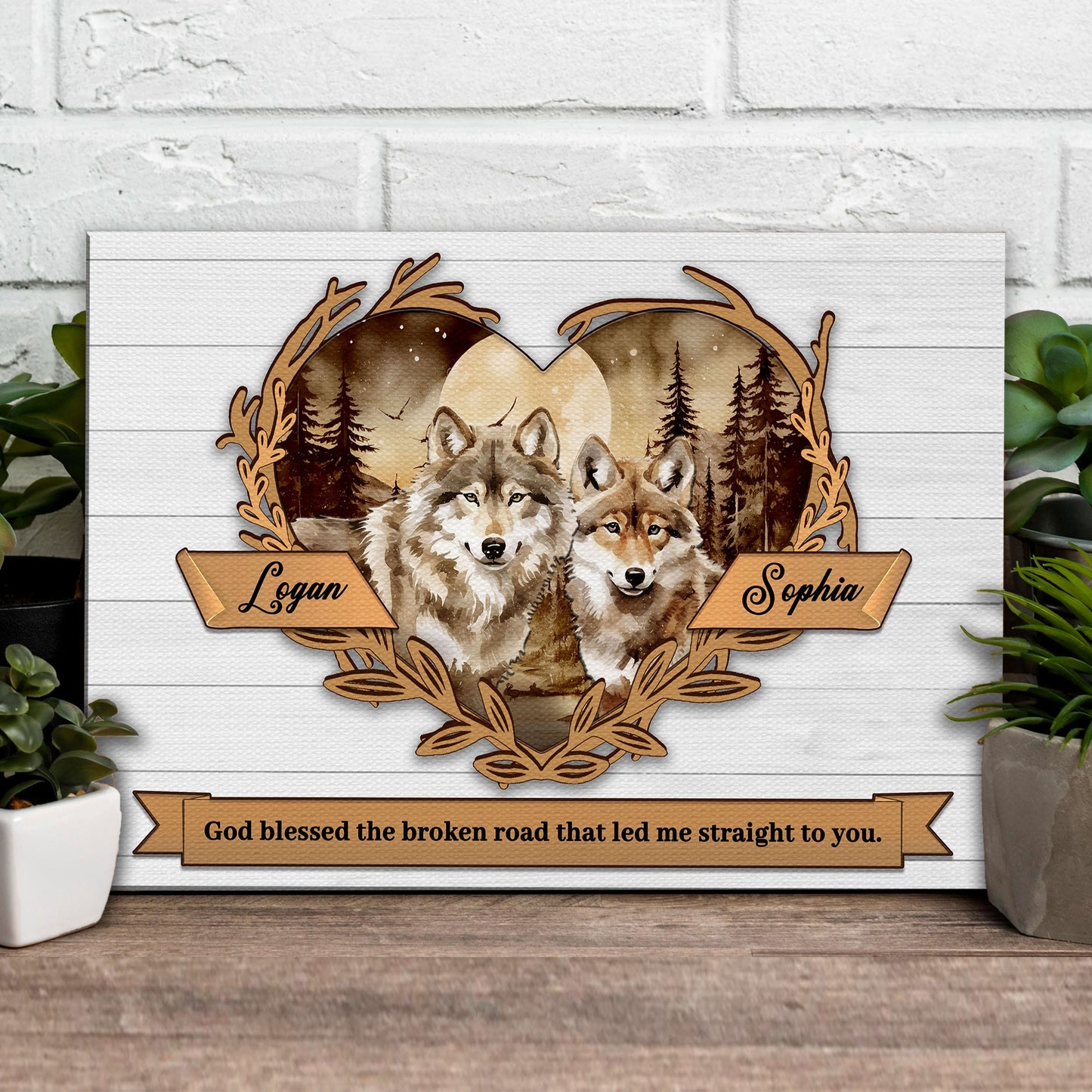 Canvas Couple Wolves Sign V by Tailored Canvases featuring Logan and Sophia on Tampa Home & Garden Store