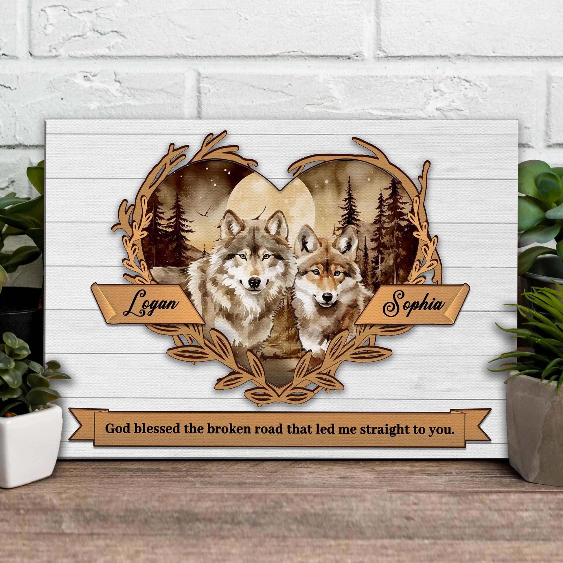 Canvas Couple Wolves Sign V by Tailored Canvases featuring Logan and Sophia on Tampa Home & Garden Store