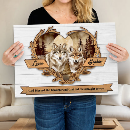 Canvas sign V with two wolves and forest scene by Tailored Canvases crafting canvas on Tampa Home & Garden Store