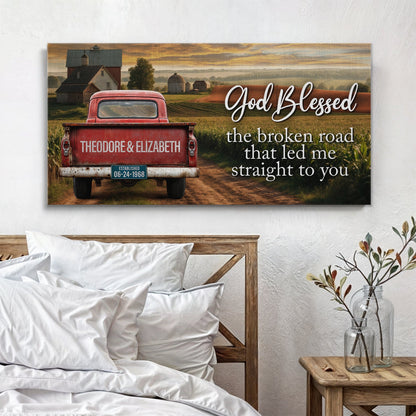 Custom Vintage Truck Canvas Sign by Tailored Canvases, red truck on rustic farm scene on Tampa Home & Garden Store