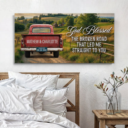 Custom Vintage Truck Couple Canvas Sign