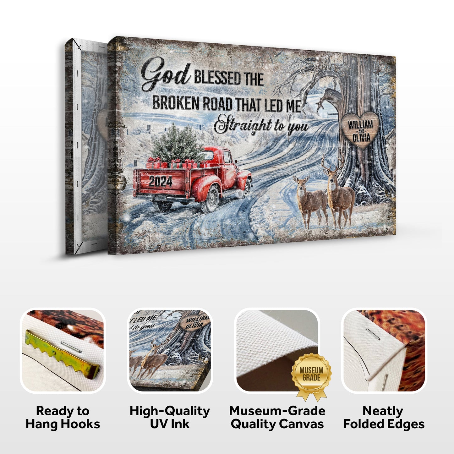 Personalized canvas sign God Blessed The Broken Road Christmas Sign Tailored Canvases on Tampa Home & Garden Store