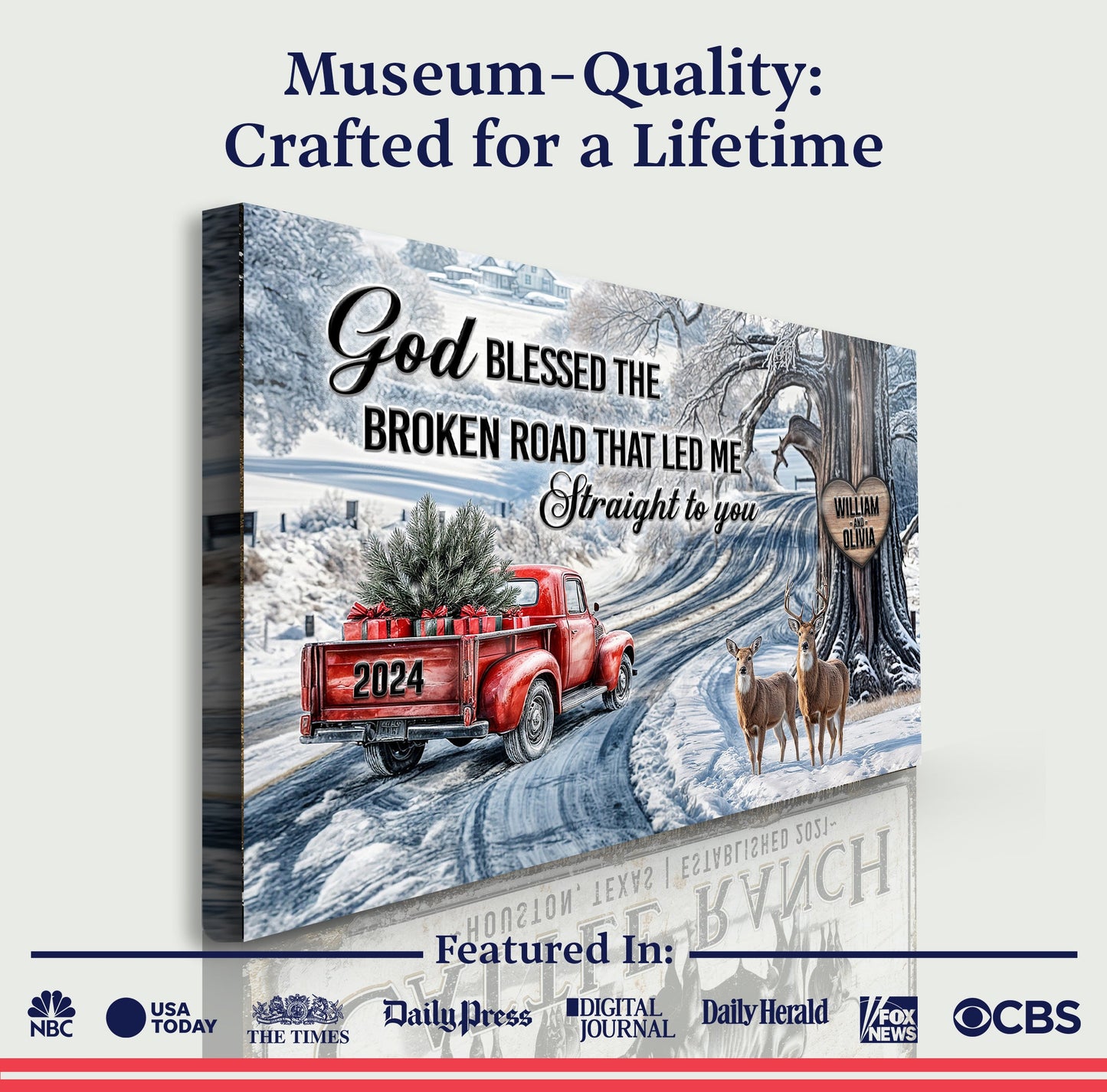 Personalized God Blessed The Broken Road Christmas Sign II canvas by Tailored Canvases on Tampa Home & Garden Store