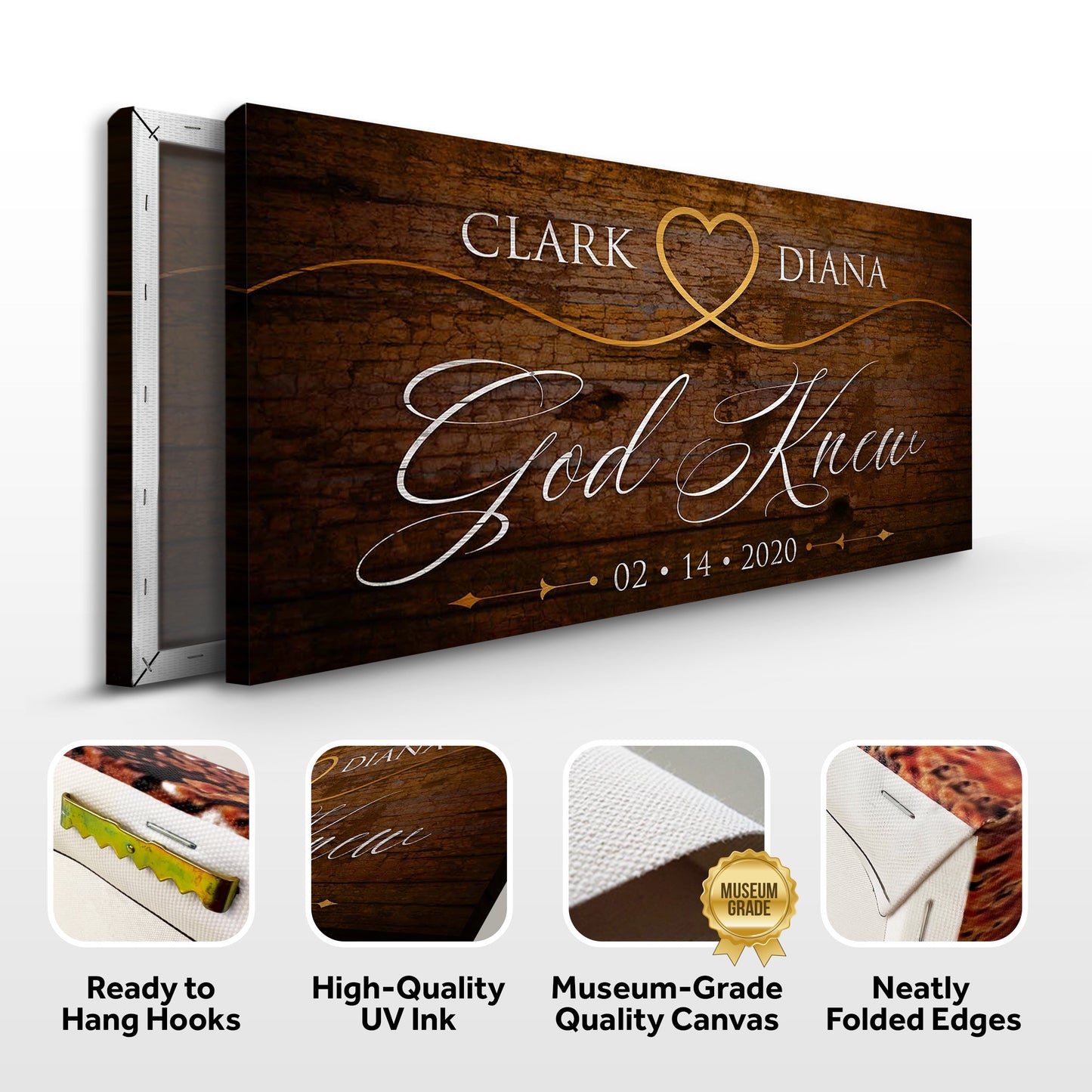 God Knew Sign II canvas by Tailored Canvases, rustic wood grain with elegant script on Tampa Home & Garden Store