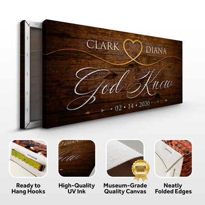 God Knew Sign II canvas by Tailored Canvases, rustic wood grain with elegant script on Tampa Home & Garden Store