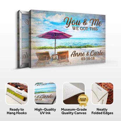 We Got This Couple Beach Sign canvas 3-panel scene with brown script text Tailored Canvases on Tampa Home & Garden Store