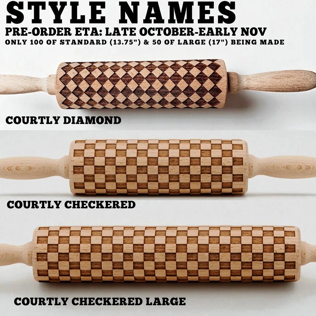 Courtly Checkered Rolling Pins and Diamond Style