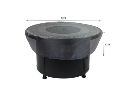 Shield Outdoor Covers Mercury round fire pit cover fits 36–42in, 43in dia, 12in high, gray fabric on Tampa Home & Garden Store