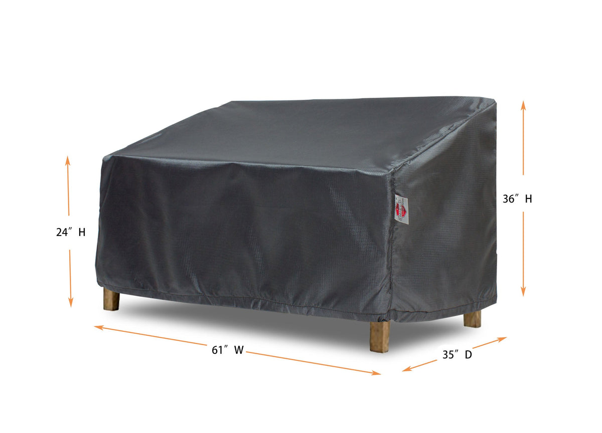 Loveseat Cover Mercury by Shield Outdoor Covers in gray, 62.5W x 35D x 24/36H on Tampa Home & Garden Store