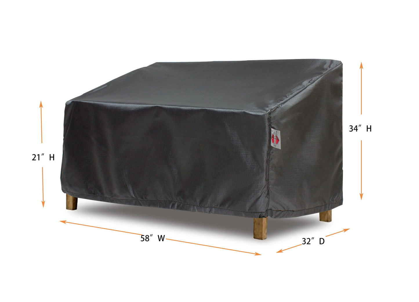 Loveseat cover Mercury by Shield Outdoor Covers for outdoor furniture, 58W x 32D, 21/34H on Tampa Home & Garden Store