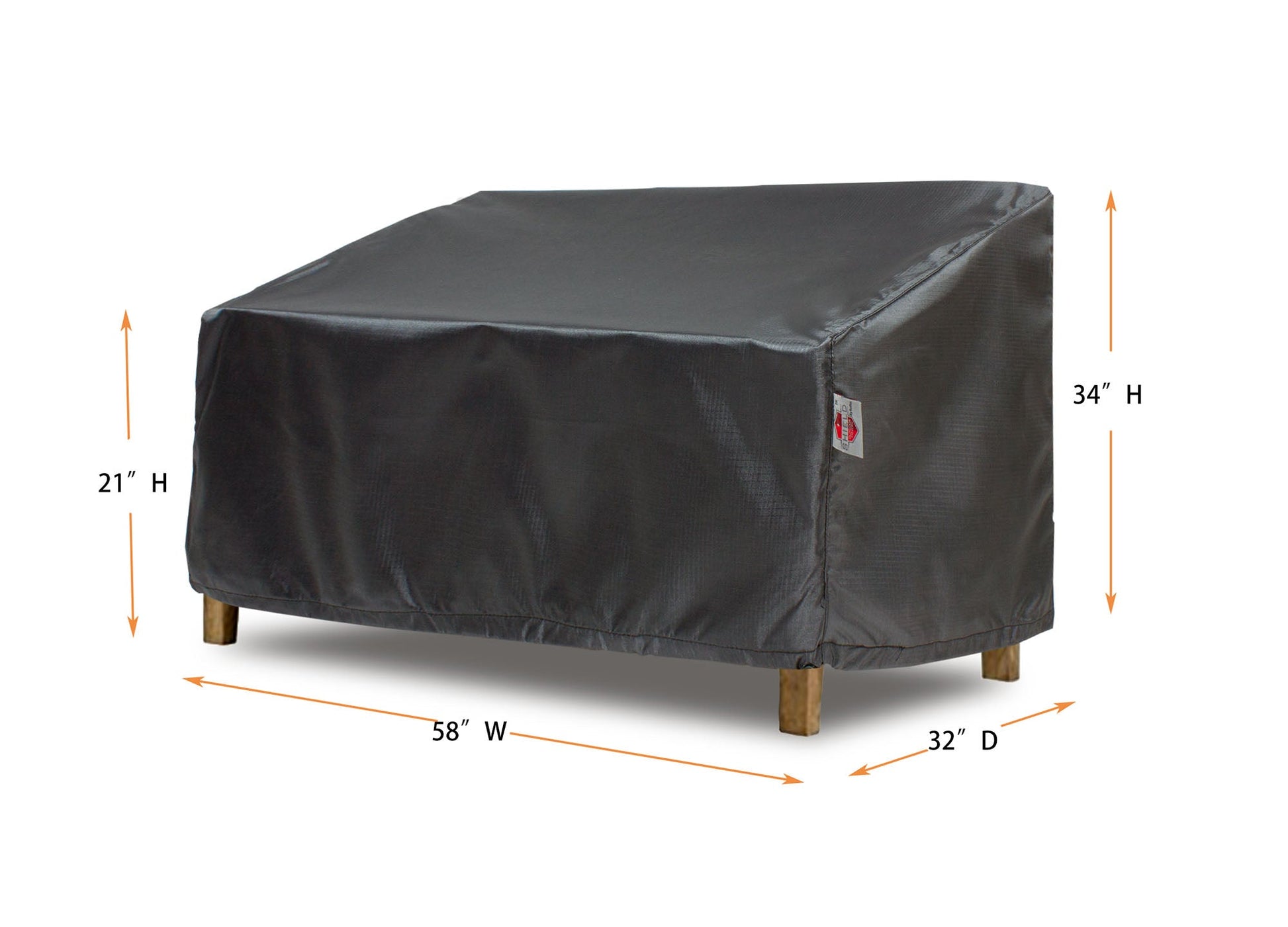 Loveseat cover Mercury by Shield Outdoor Covers for outdoor furniture, 58W x 32D, 21/34H on Tampa Home & Garden Store