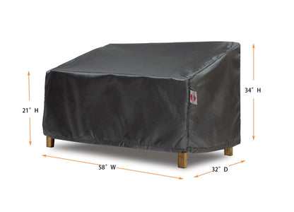 Loveseat cover Mercury by Shield Outdoor Covers for outdoor furniture, 58W x 32D, 21/34H on Tampa Home & Garden Store