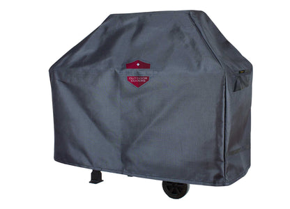 Grill cart cover Shield Outdoor Covers, 68x27.5x51 in, dark gray fabric with red logo on Tampa Home & Garden Store