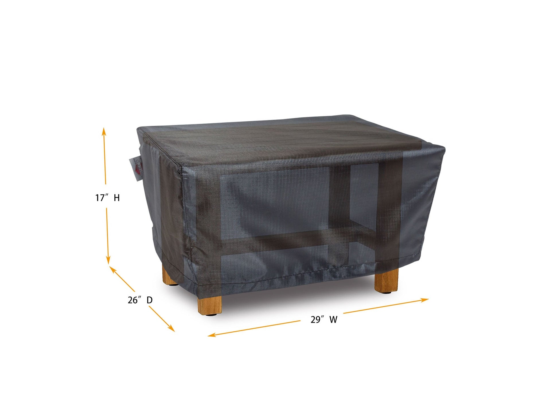 Ottoman Cover Rectangle in gold by Shield Outdoor Covers for outdoor furniture 29W x 26D x 17H on Tampa Home & Garden Store