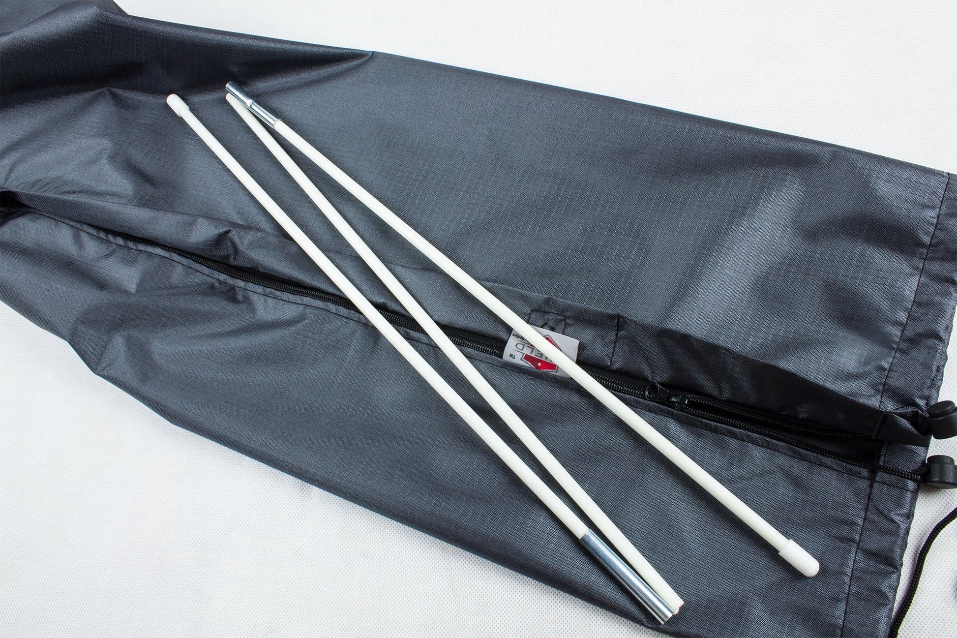 Umbrella Cover 9' Round dark gray fabric with zipper; 3 white poles Shield Outdoor Covers on Tampa Home & Garden Store