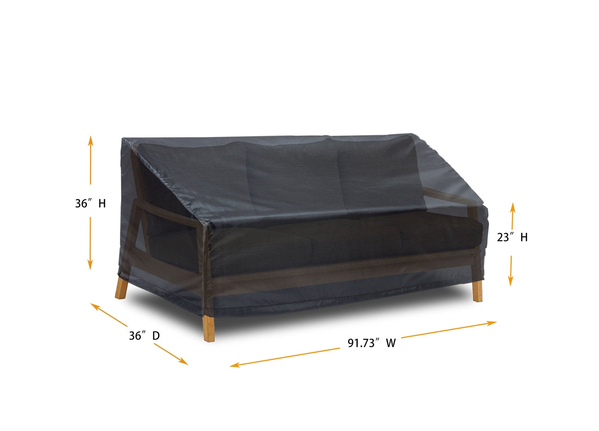 Large Shield Outdoor Covers Mercury sofa cover in dark gray for 91.73W x 36D x 23H outdoor sofa on Tampa Home & Garden Store