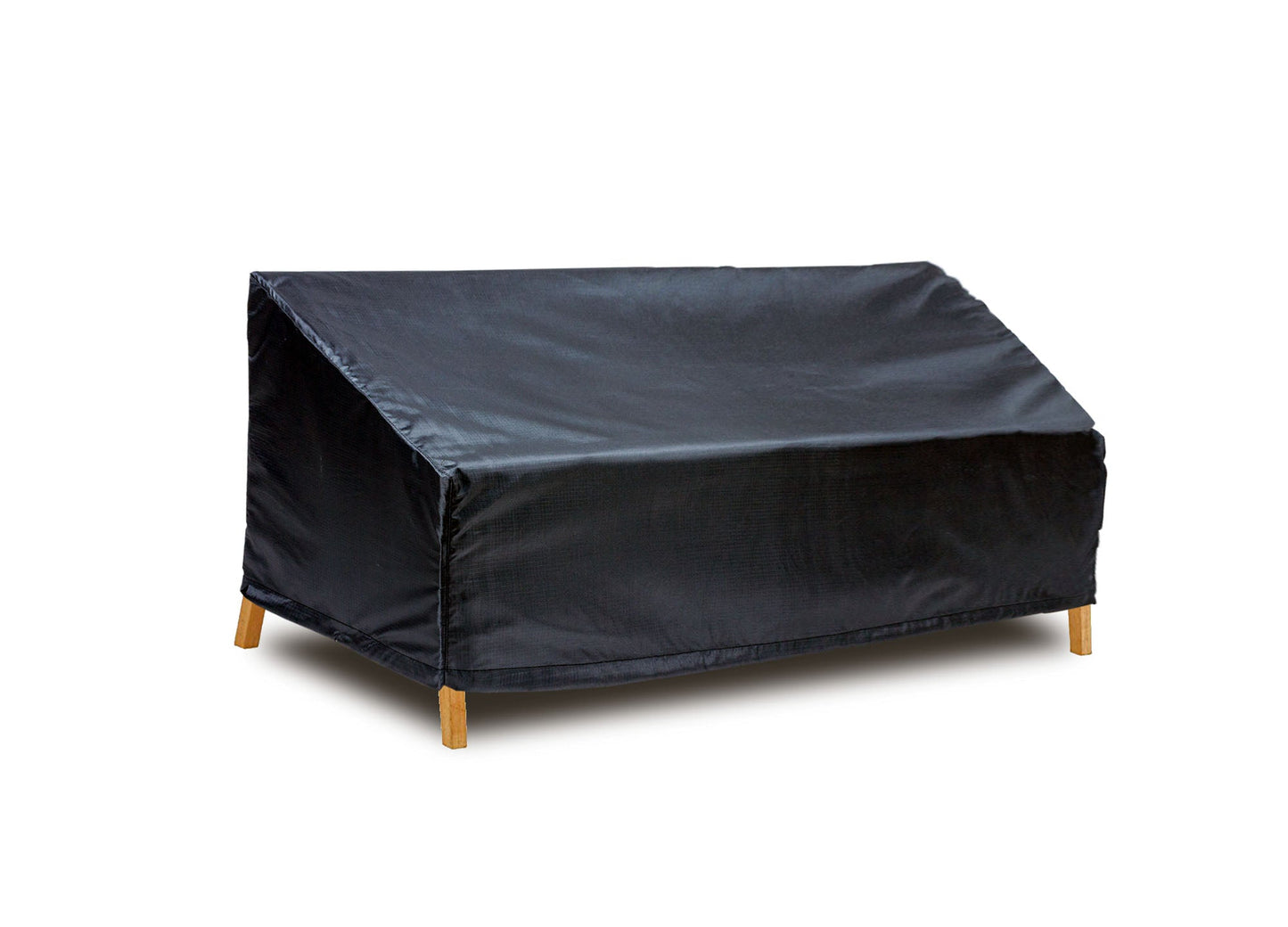 Large black sofa cover over a patio sofa with wooden legs; fits 91.73W x 36D x 23/36H on Tampa Home & Garden Store
