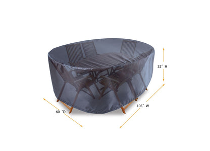Mercury gray dining table cover by Shield Outdoor Covers, rectangular 105W x 60D x 32H on Tampa Home & Garden Store